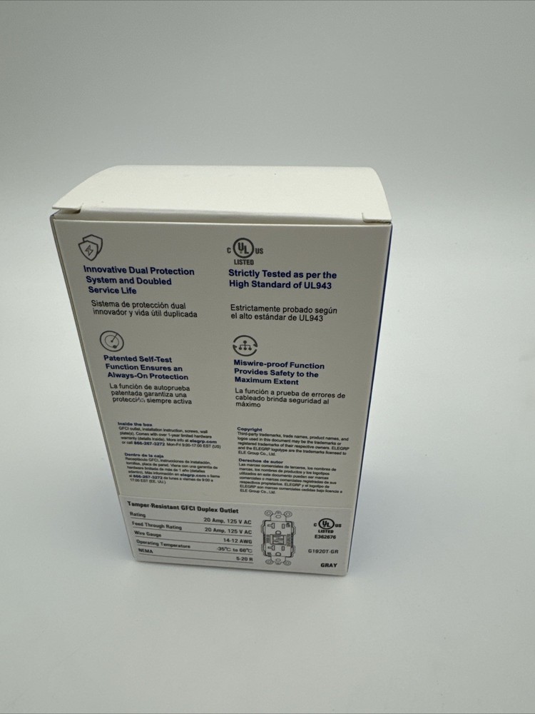 20 AMP Duplex GFCI Receptacle With lED Indicator 2 Pk Gray