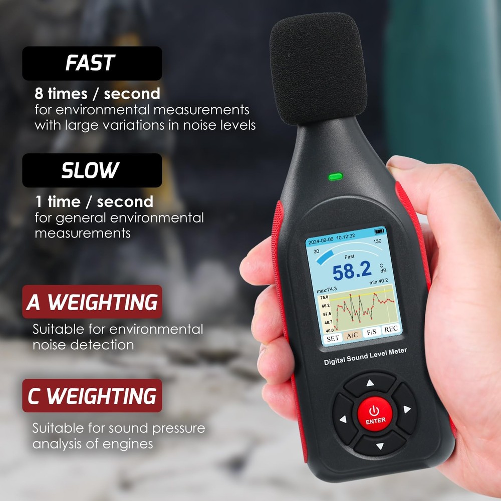 Decibel Meter Data Logger Digital Sound Meter, Level Meter...