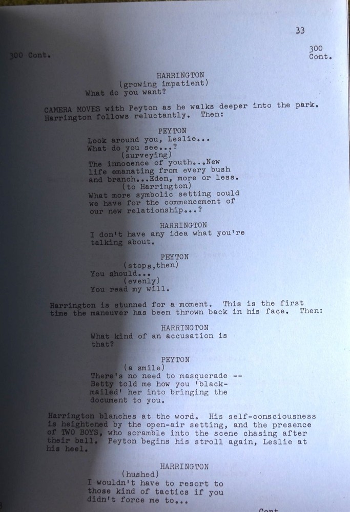 1967 Peyton Place Episode# 338 Shooting Final Original Screenplay Script