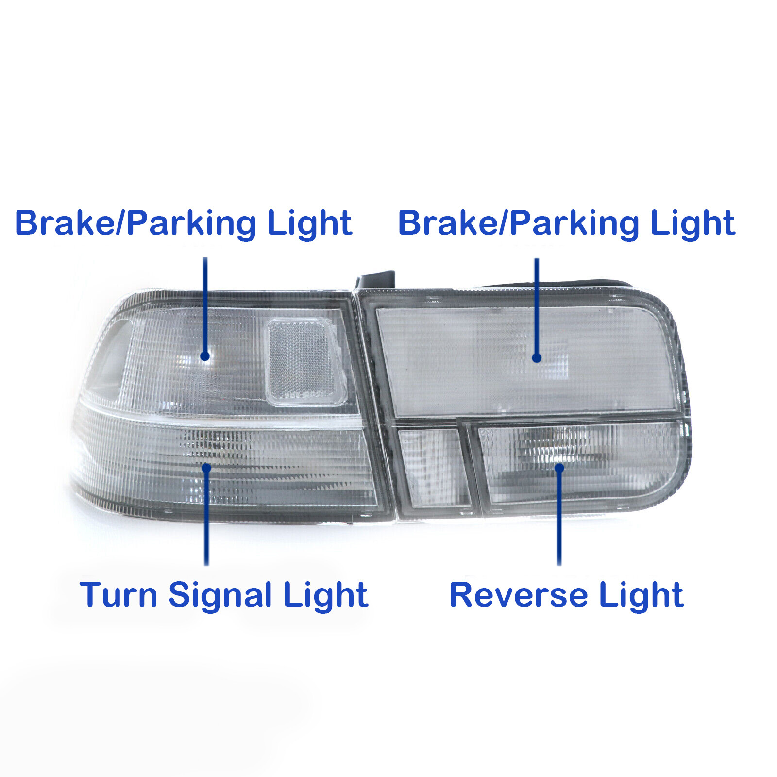 JDM EK All Clear 4PCS Rear Tail Light EX Si For 1996-2000 Honda Civic 2D Coupe