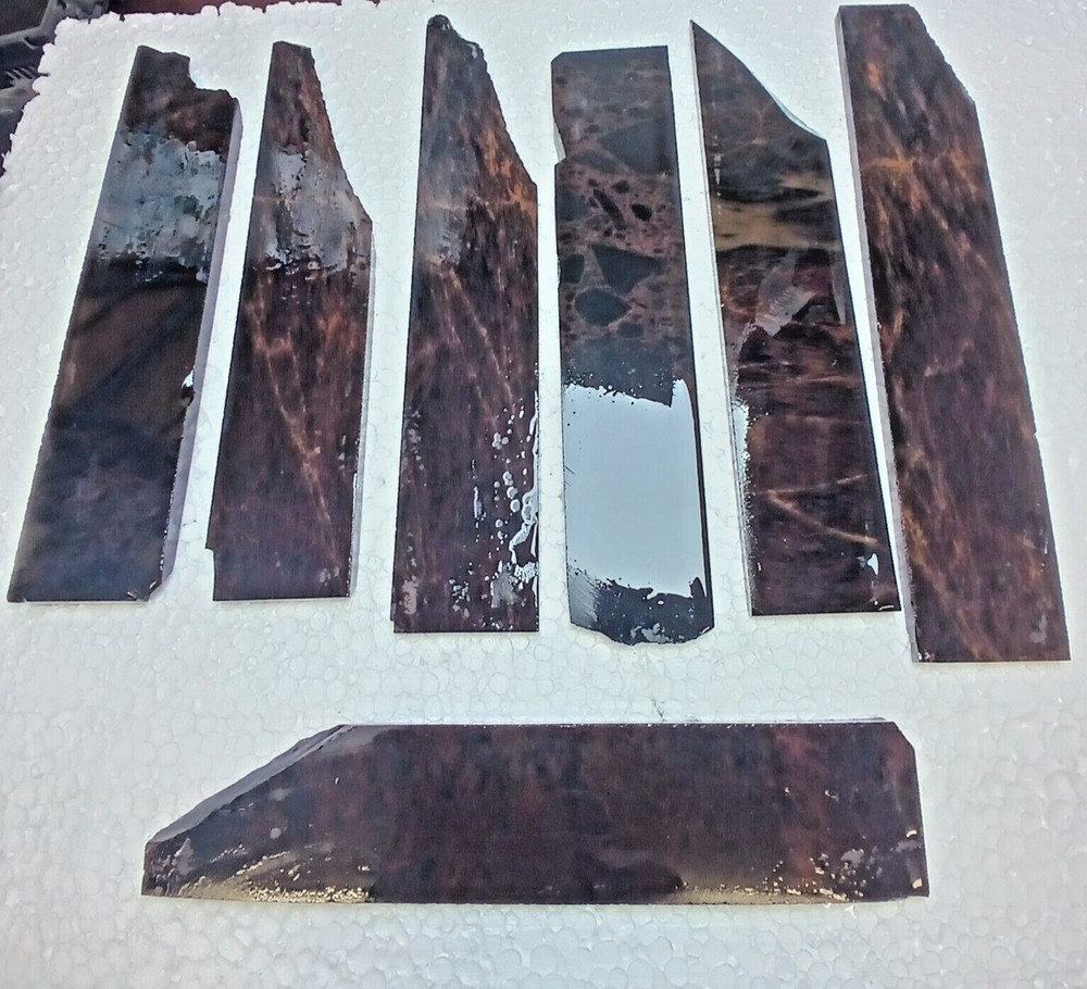 7 240 x 50mm NATURAL MULTI OBSIDIAN PREFORMS SLAB FOR KNAPPING KNIFE ARROWHEAD