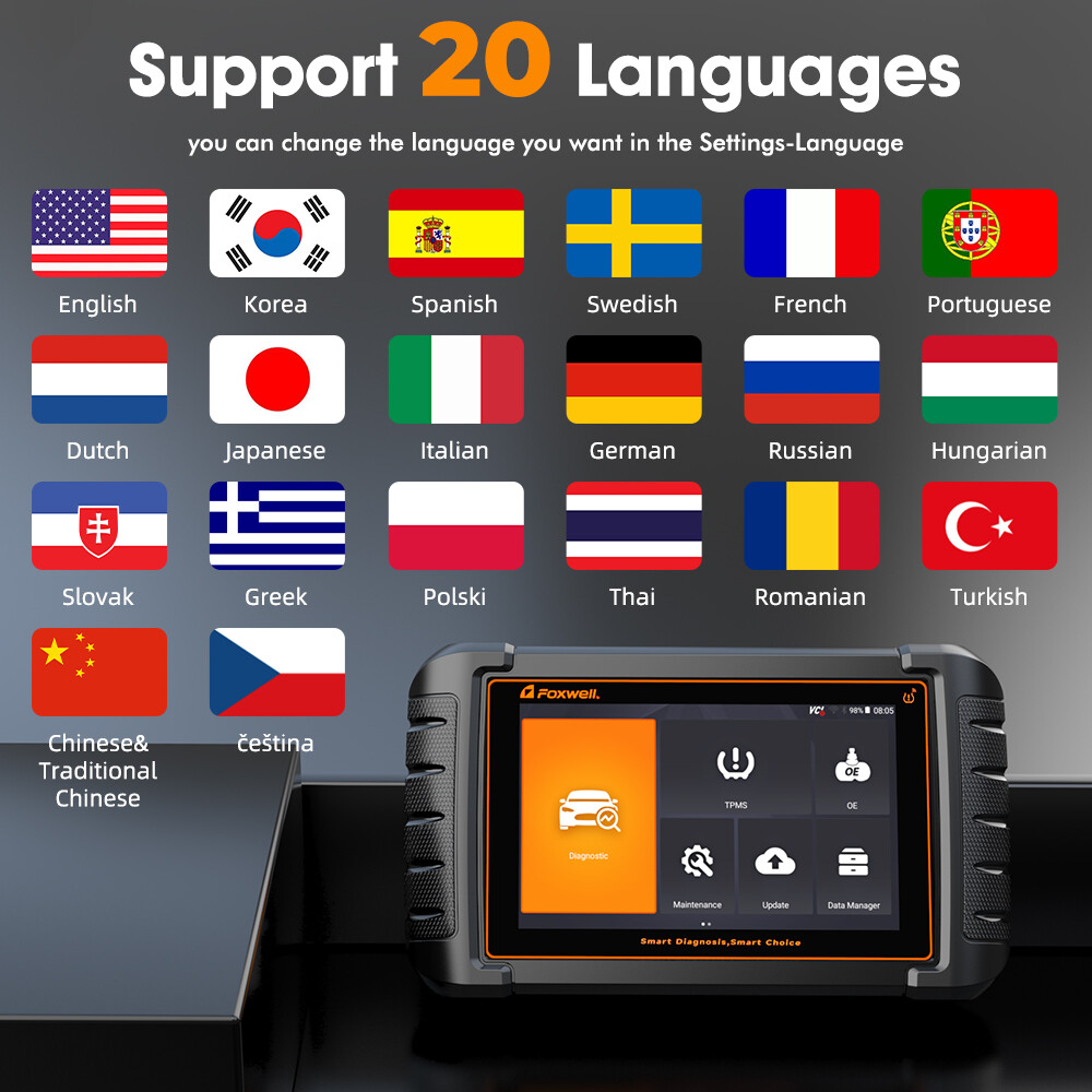 Foxwell NT809TS Bidirectional Car OBD2 Scanner Diagnostic Tool TPMS programming