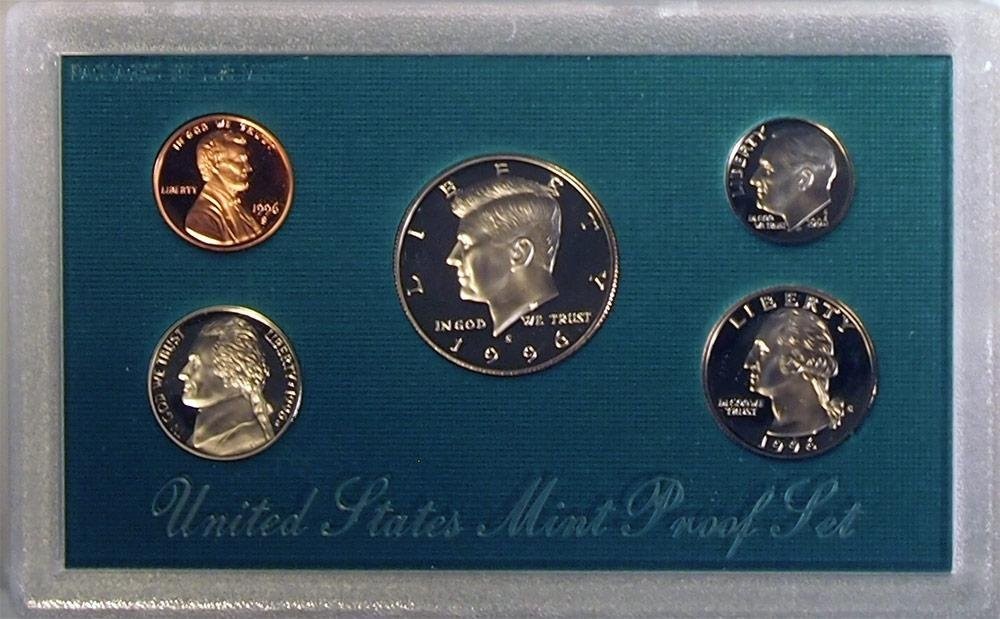 Authentic 1996 U.S. Proof Set - 5 Round Coins in Mint Packaging