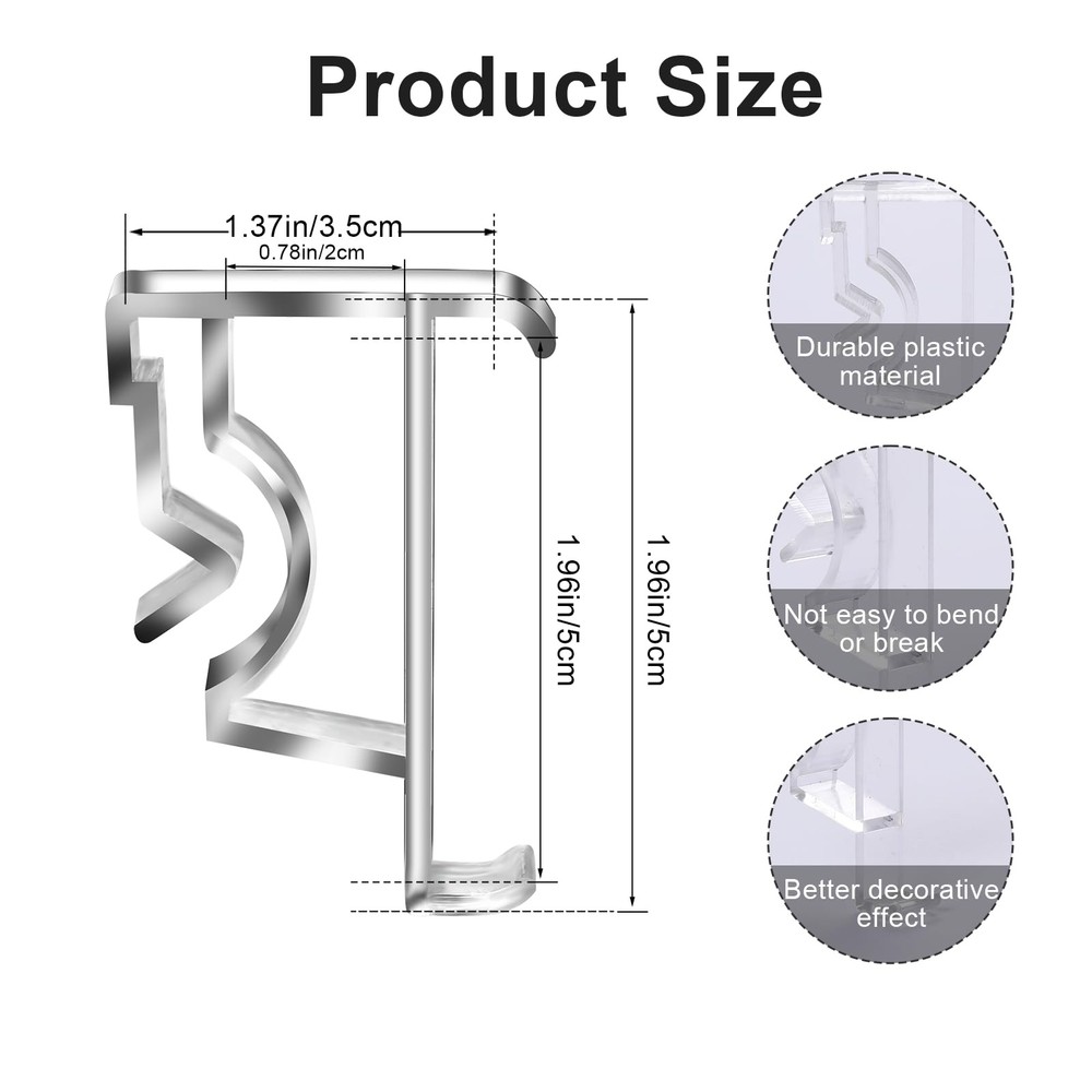 12 Pcs Valance Blind Clips Replacement Clear 2" Plastic Hidden Clips Horizontal