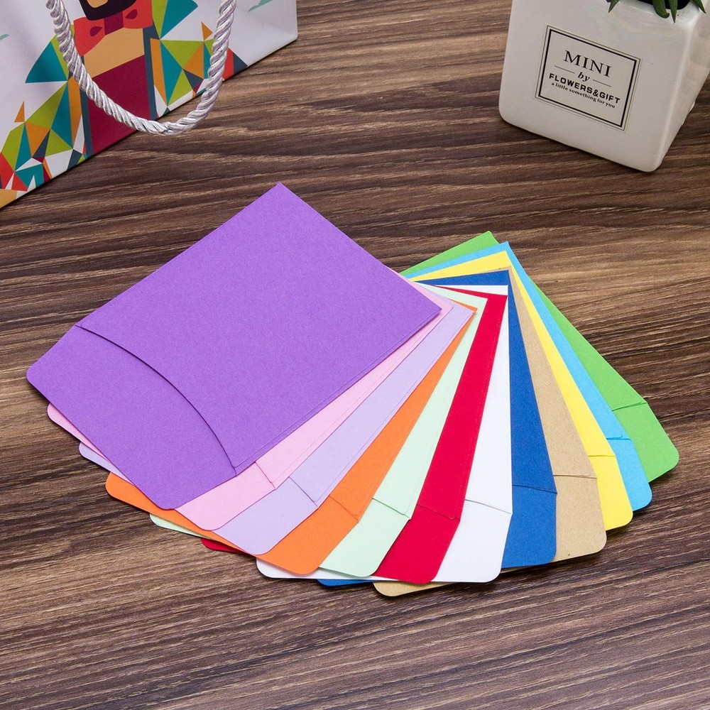 Small Library Card Envelopes 120 Pack Non-Adhesive Packets Glue Points