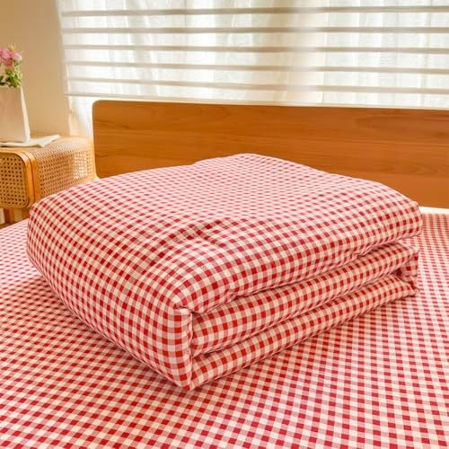 Comforter Set Bedding Comforter Sets, Red Grid Bed Comforter Queen Red Gingham
