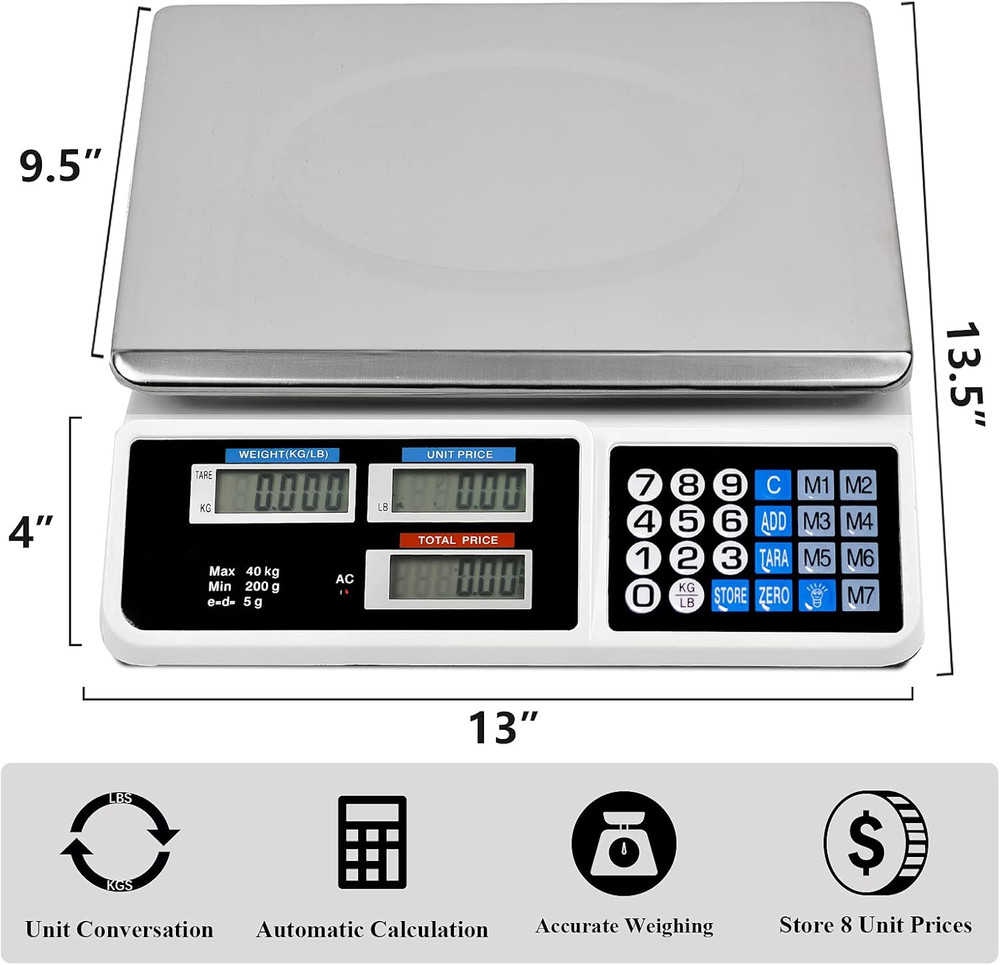 88LB Digital Price Scale Electronic Price Computing Scale LCD Digital Commercial