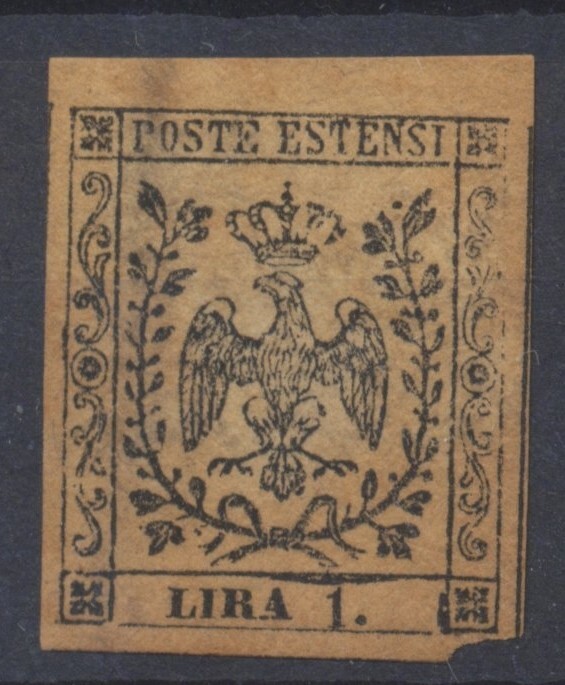Modena Stamps: 1852 1 lira Second Setting: SG13; CV £70