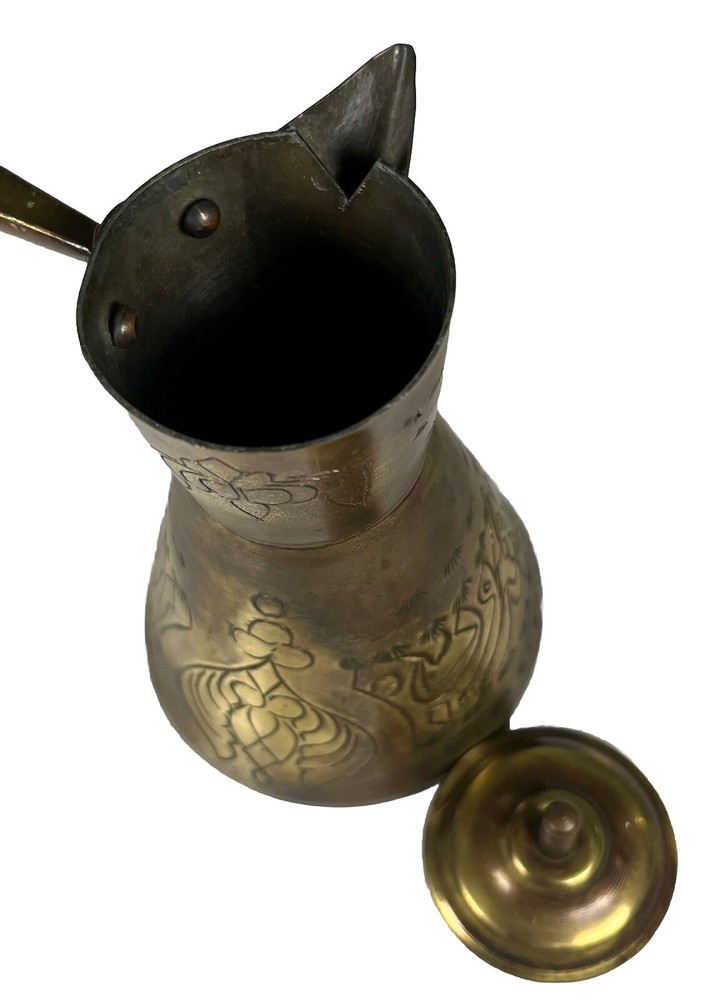 Antique Vtg Middle Eastern Copper Brass Coffee Tea Pot with Handle