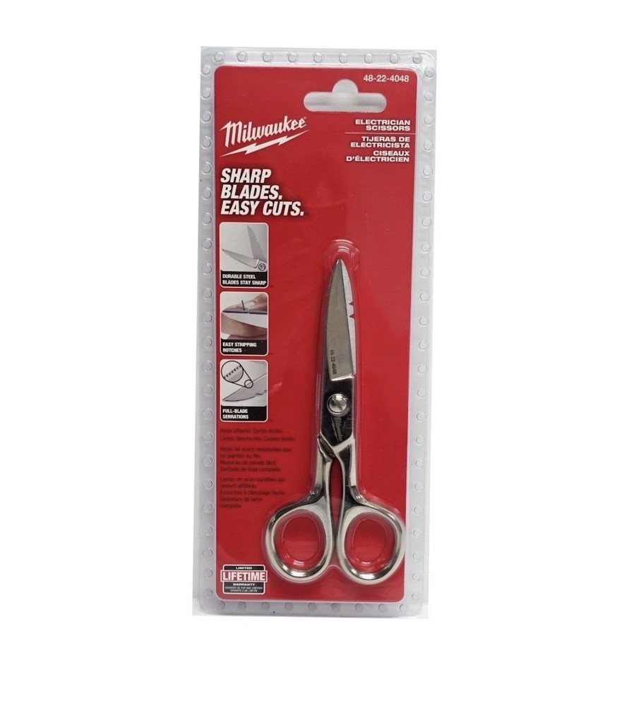 Milwaukee 48-22-4048 Durable Sharp Steel Electrician Scissors
