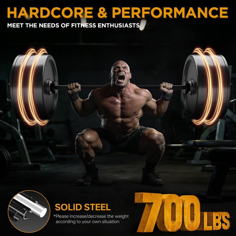 Olympic Barbell Bar, 47" Barbell Bar with 2 Spring Collars, Strength Training...