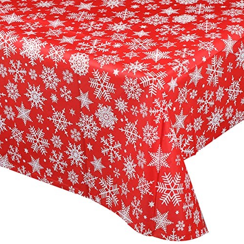 10 Pack Plastic Christmas Tablecloth Disposable Red Snowflake 54 10 Pack-deer