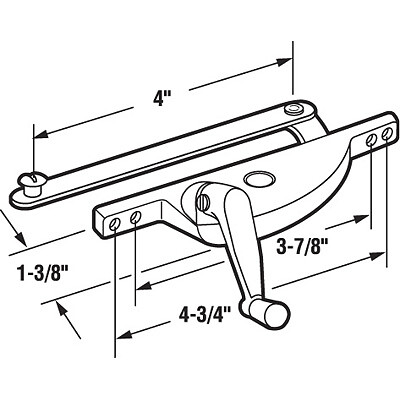 CRL H3549 Left Hand Jalousie Window Operator - 4" Link