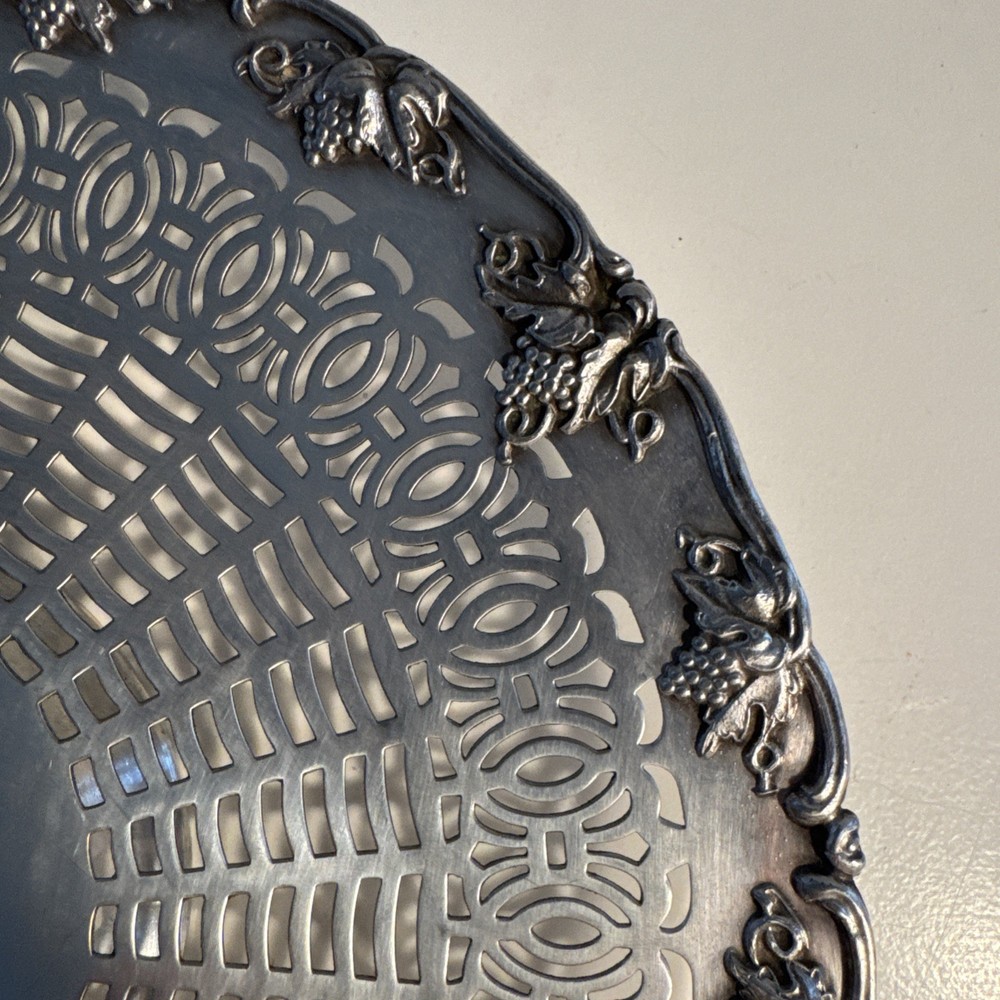 Vintage Apollo Sheffield Pierced Nickel Silver Plate-Grapevine Border 1930-1950