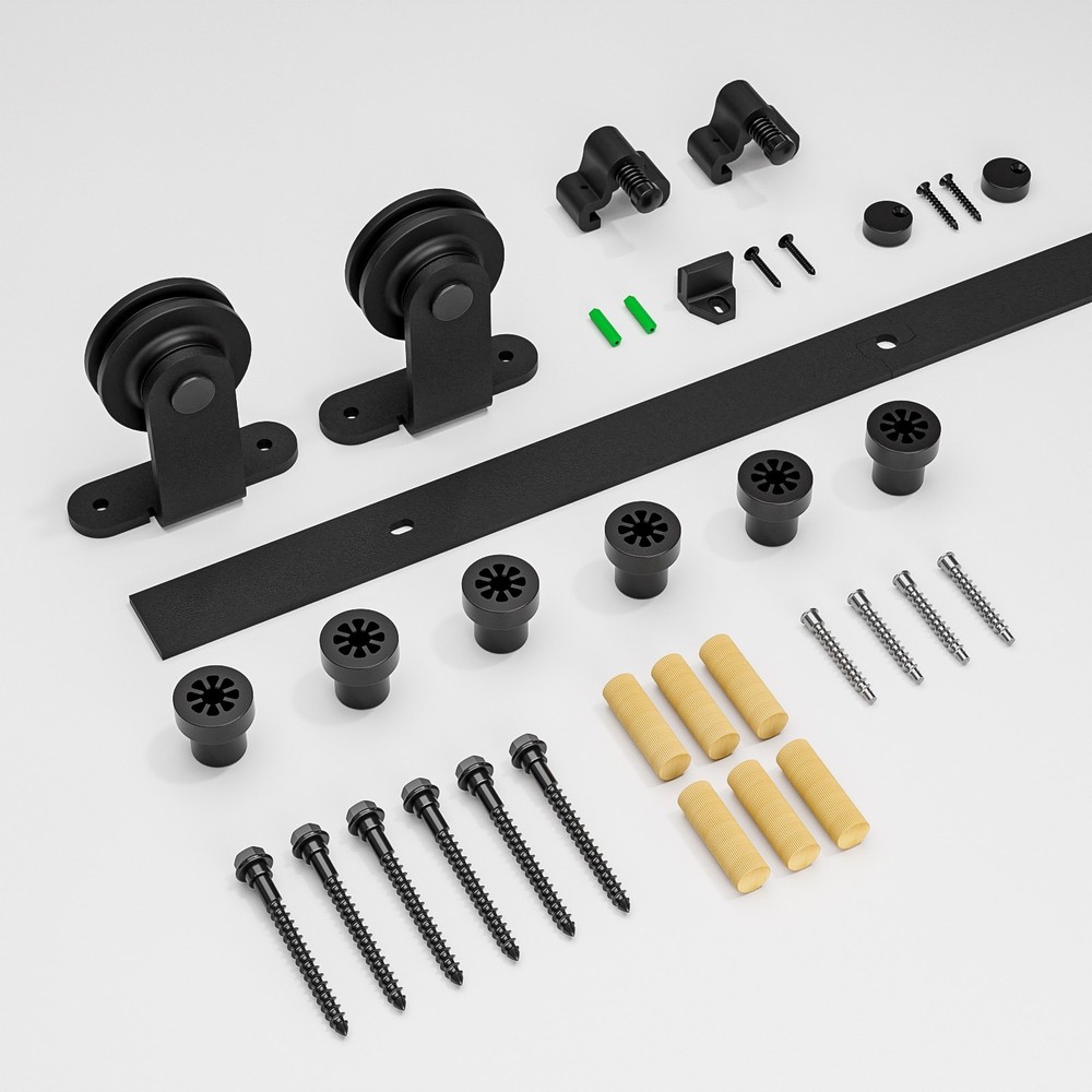 8FT Sliding Barn Door Hardware Kit for Single and Double Doors （T-shaped）