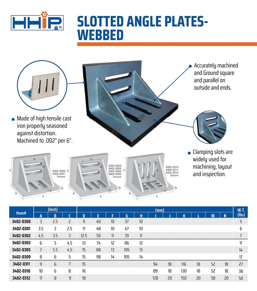 3402-0300 3" x 2-1/2" x 2" Slotted Angle Plate, Webbed Silver