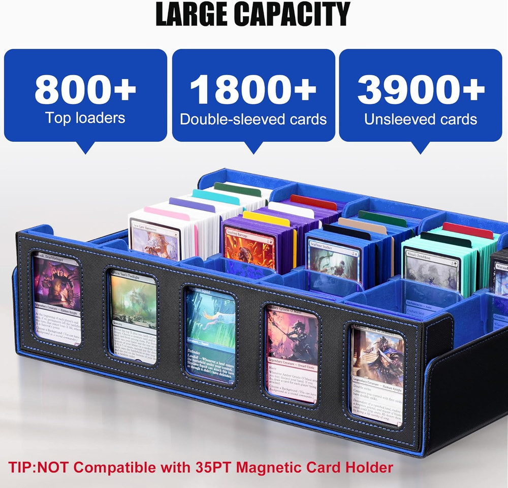 Trading Card Storage Box with Commander Display , 5-Row Deck Case with Removable