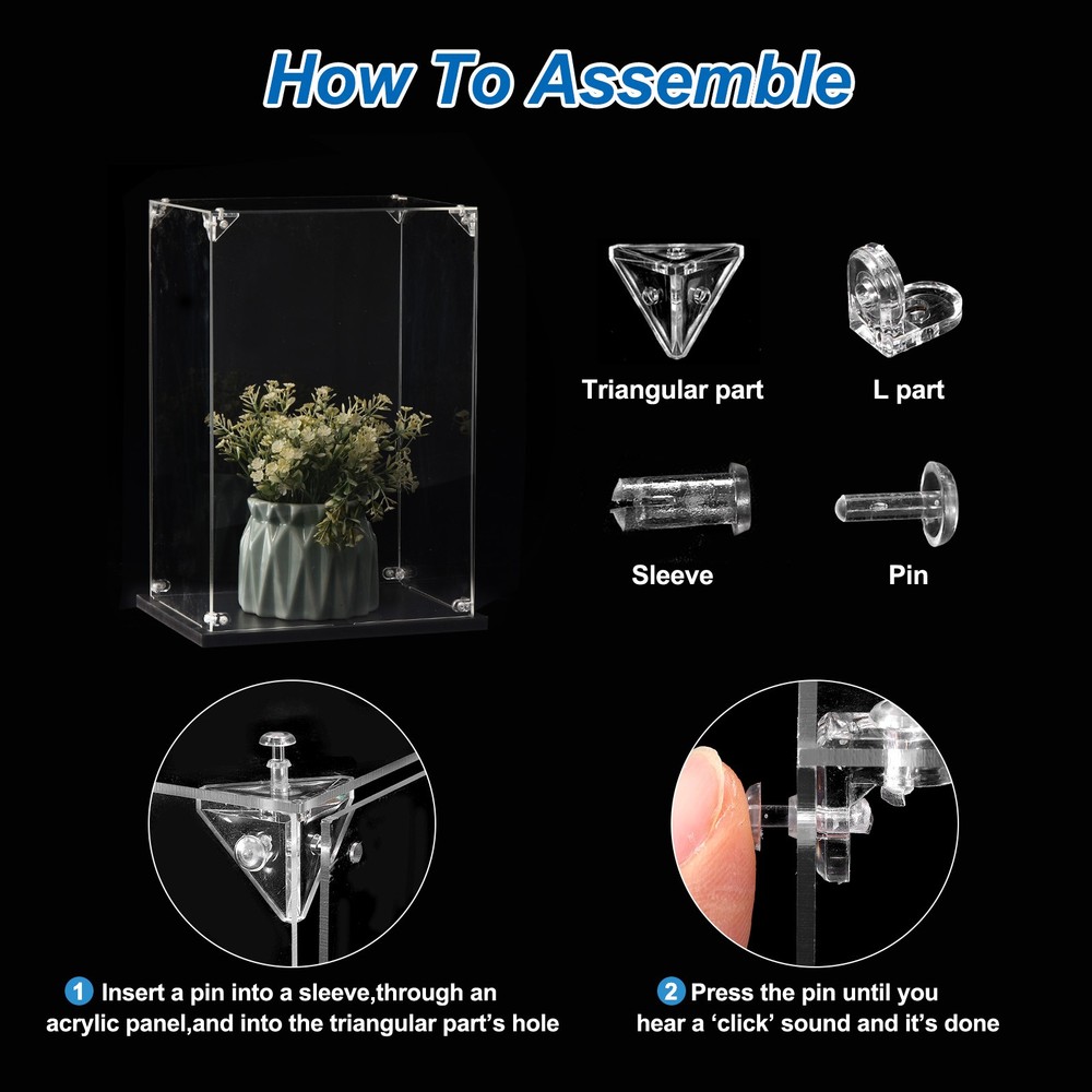 Acrylic Display Case, 9.8"x6"x13.8" Clear Display Box Assemble Dustproof