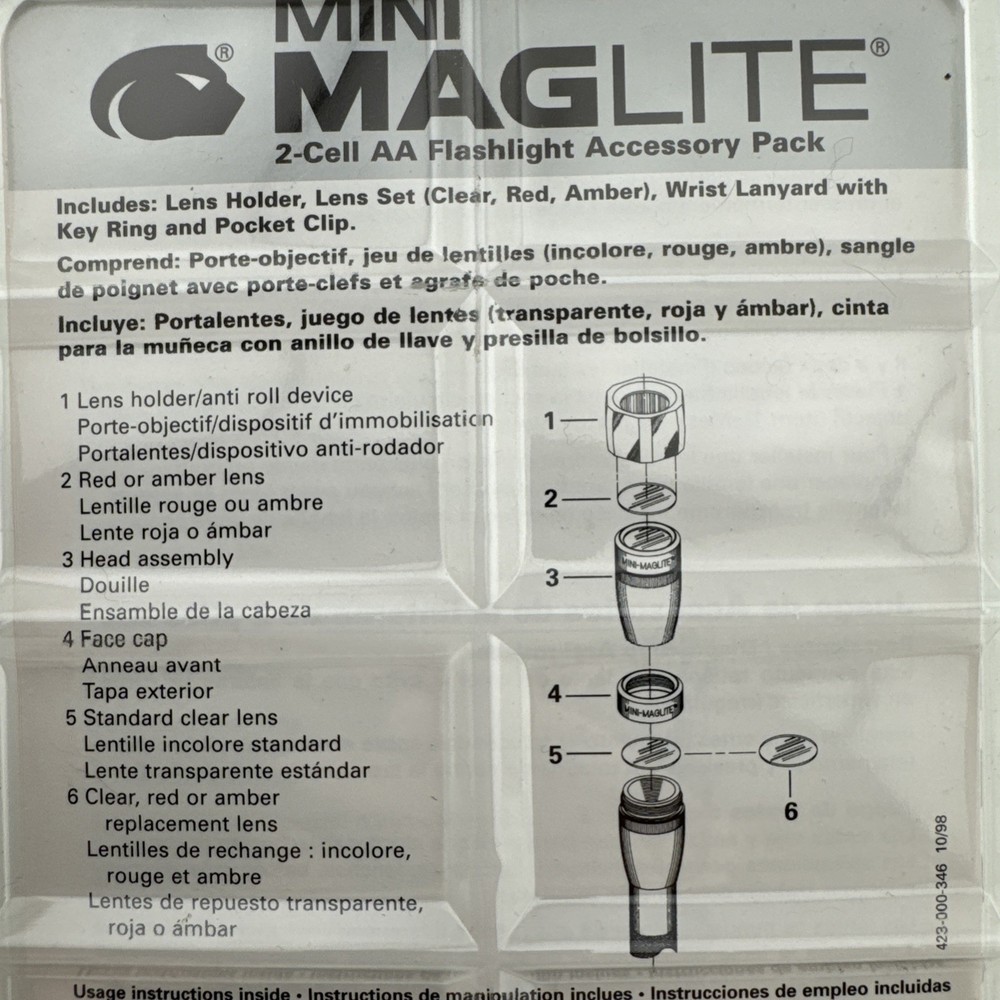 Maglite Mini 2 Cell AA Flashlight Accessory Pack w/Three Lens LR06 NEW -- SEALED