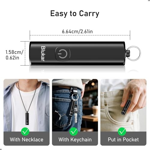 Rechargeable EDC Flashlight, 360L Mini Keychain Flash Light with 3 1 Black