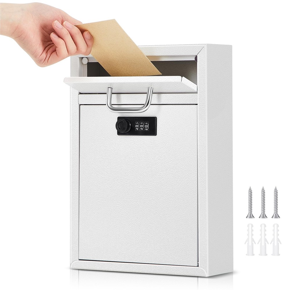 Wall Mount Mailbox with Combination Lock Large Locking Security Mailbox for O...