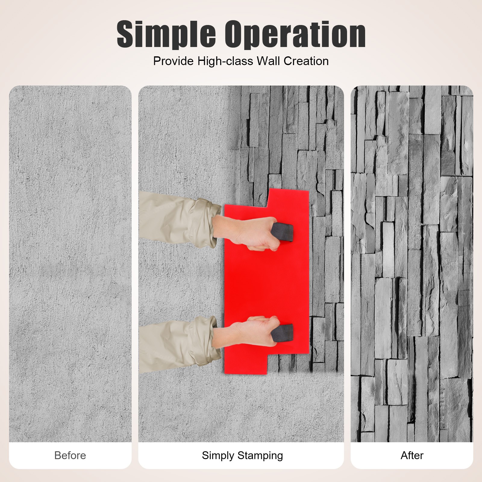 Concrete Wall Mold Polyurethane Seamless Stamp Cement Texture Stone Slate Mat US