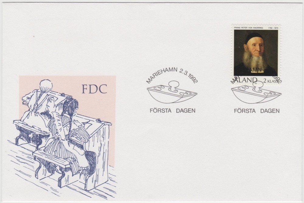 Aland FDC 1992, Frans Peter von Knorring, Mint