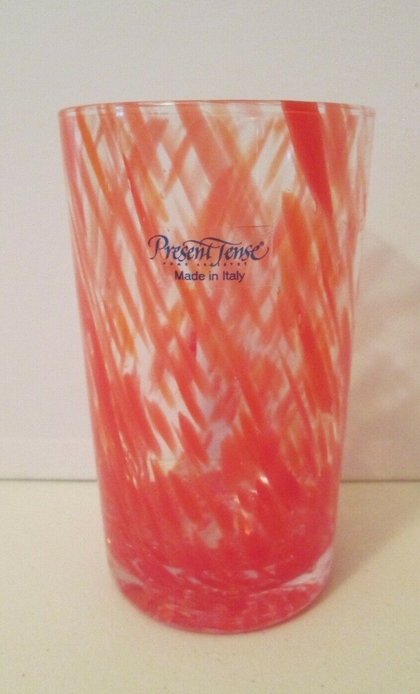 PRESENT TENSE CONFETTI RED HIGHBALL GLASS - 5"   1305C