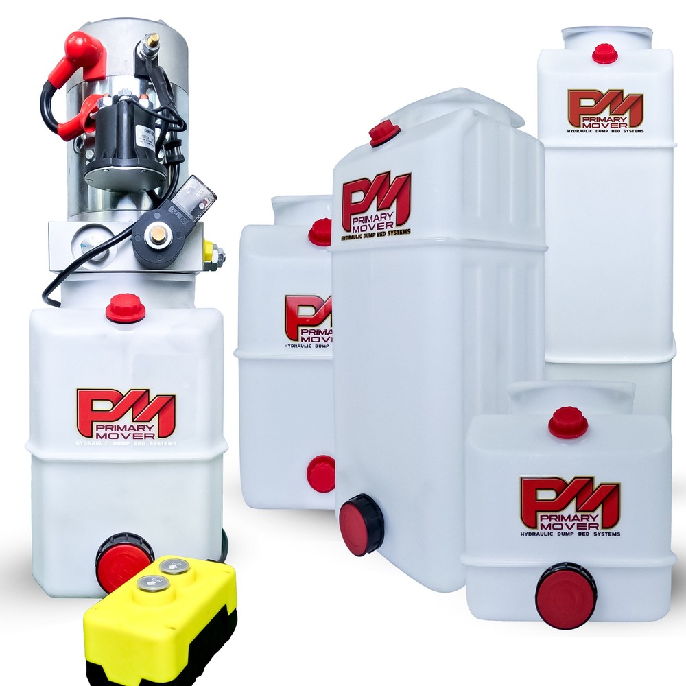 Primary Mover 12V Single-Acting Hydraulic Pump - Poly Reservoir