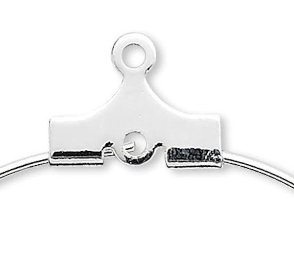 Beading Hoops, 100 Silver Plated Brass 40mm Round Earring Hoops with Loop
