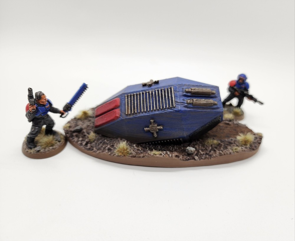 3D Printed Battlefield Terrain/ Wargame Crashed Escape Pod Objective Marker 1.