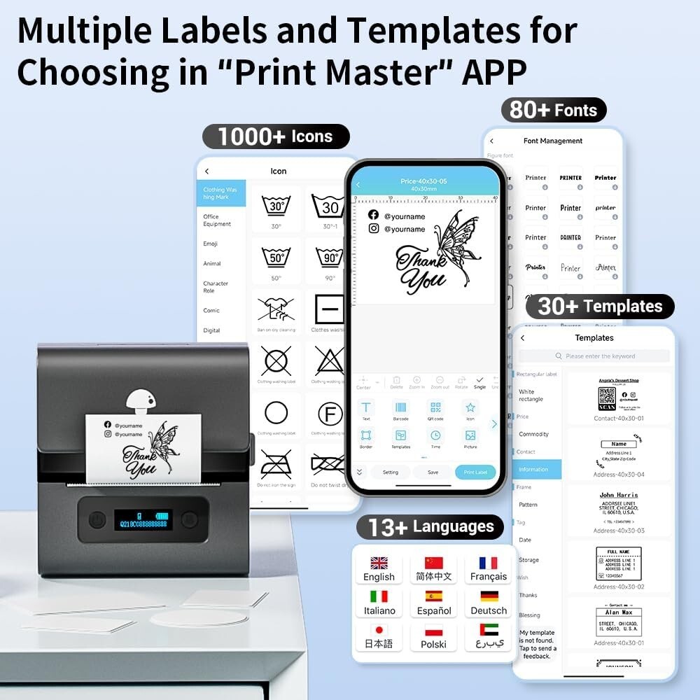 Phomemo M221 Bluetooth Label Maker Machine Portable Mini Wireless 3 Inch