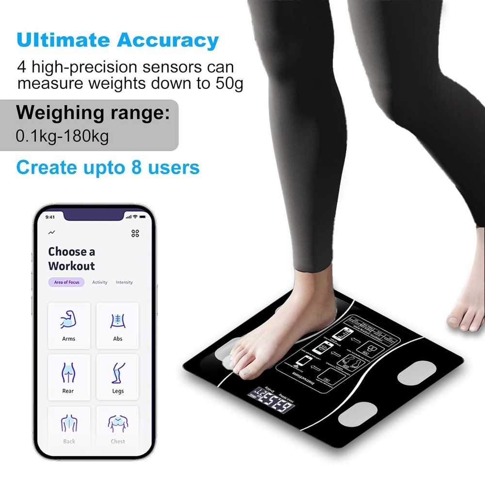 Digital Body Weight Scale with Backlit Display High Precision Bluetooth US