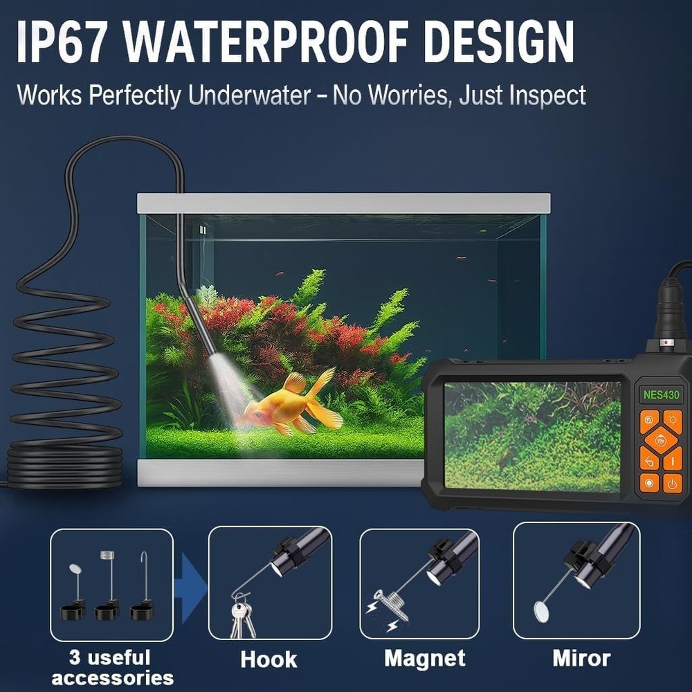 Inspection Endoscope Camera with Light, 1080P HD Borescope Camera with Light,...