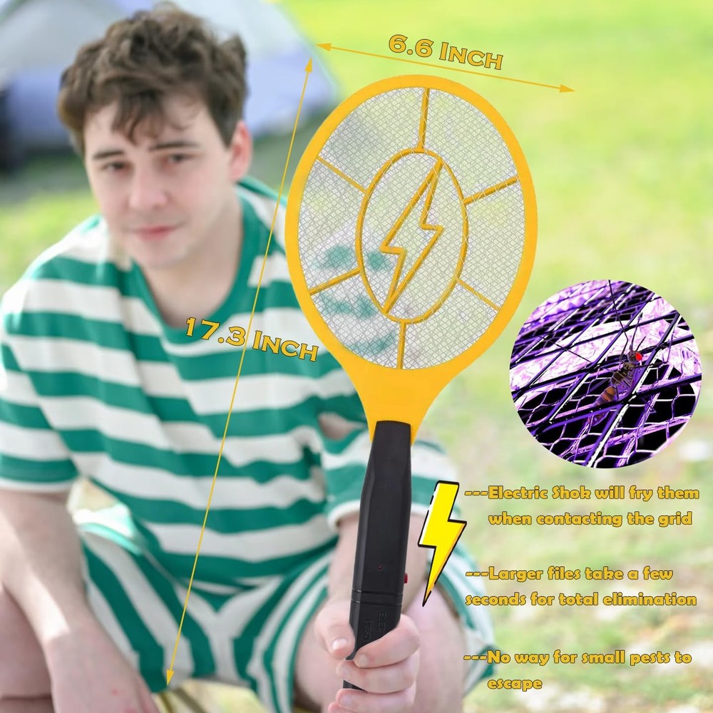 2 Pack Electric Fly Swatter, Bug Zapper Racket for Indoor Pest Control, Handh...