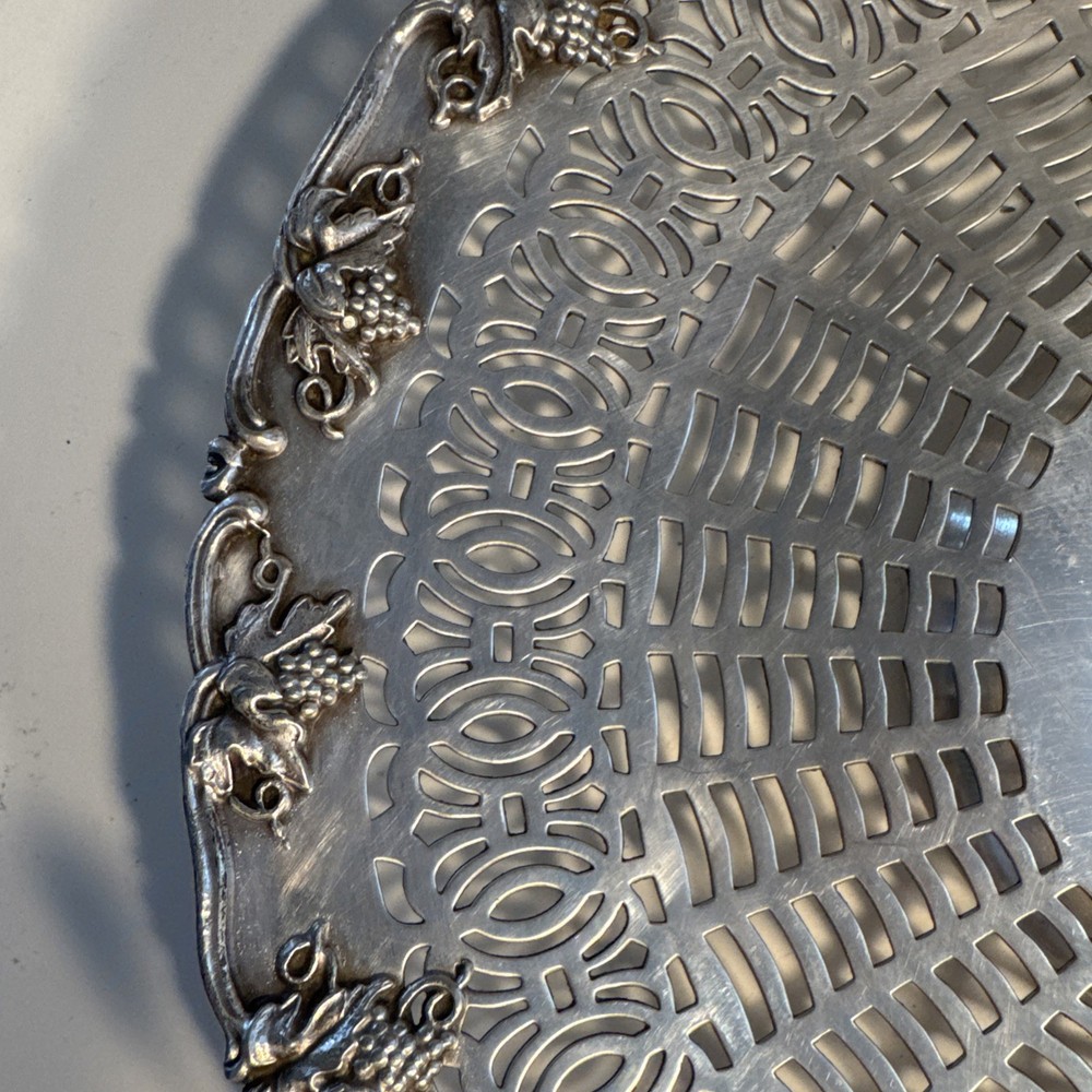 Vintage Apollo Sheffield Pierced Nickel Silver Plate-Grapevine Border 1930-1950