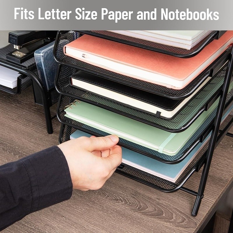 Durable Five Color-Coded Sorting Trays Classroom Organization Metal Mesh Design