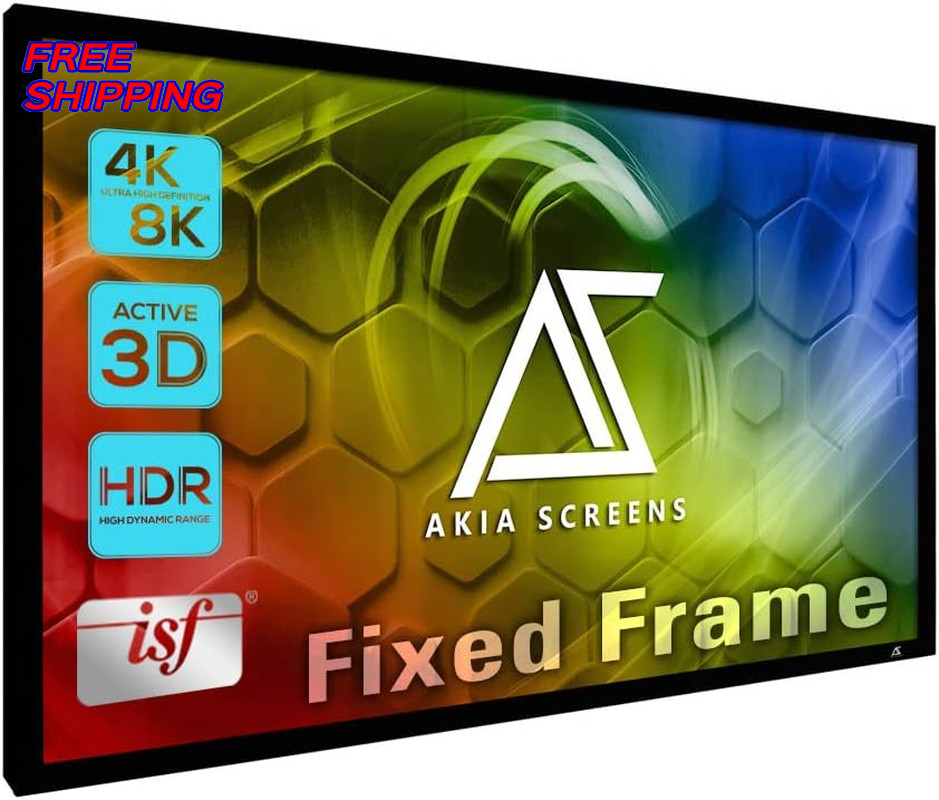 Akia Screens Fixed Frame Projector Screen 120Inch 16:9 WallMount CINEWHITE UHD B
