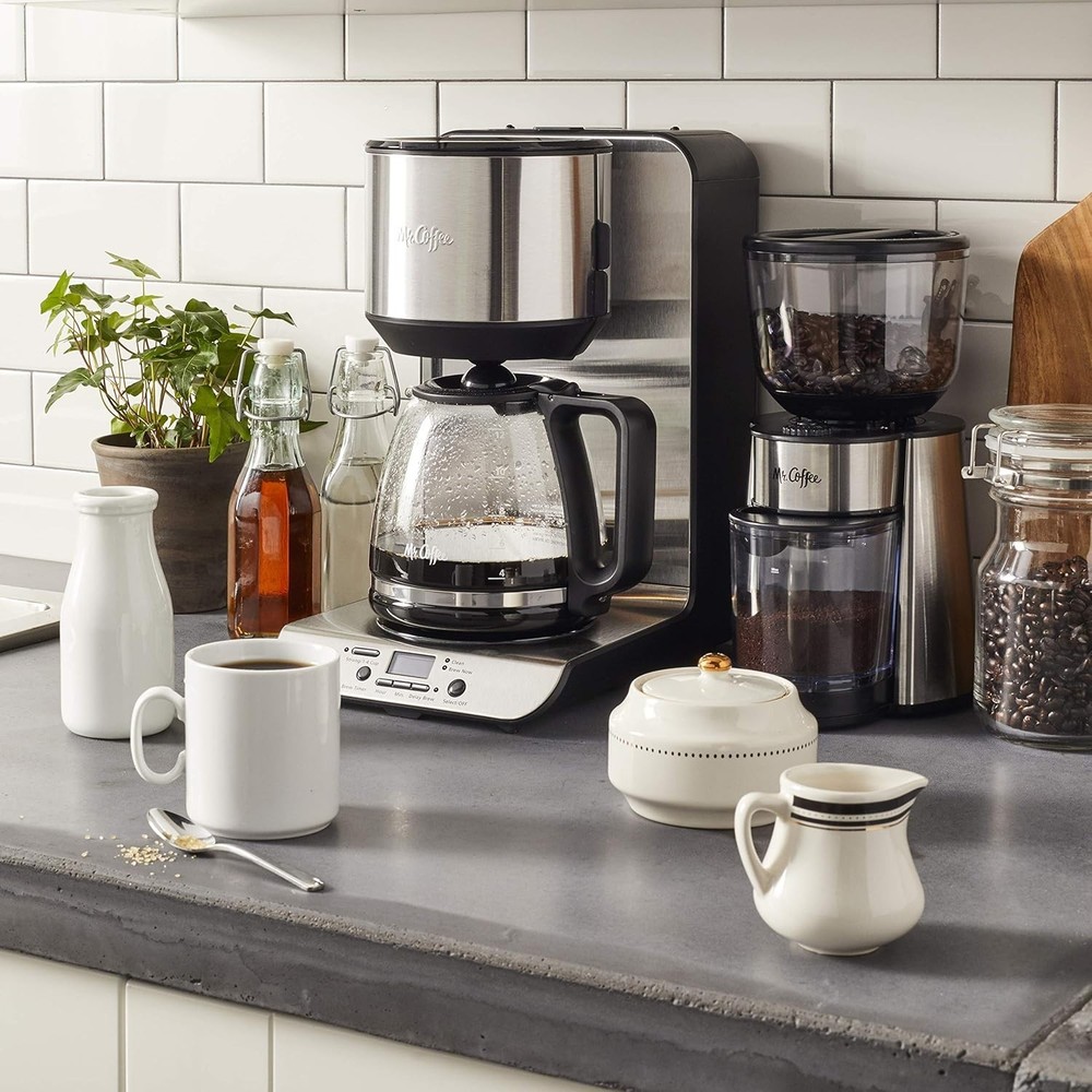 Automatic Burr Mill Coffee Grinder with 18 Custom Grinders Silver