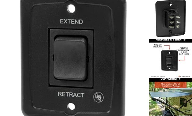 40 AMP Power RV Awning Interior Replacement Switch Kit and Plate — Extends