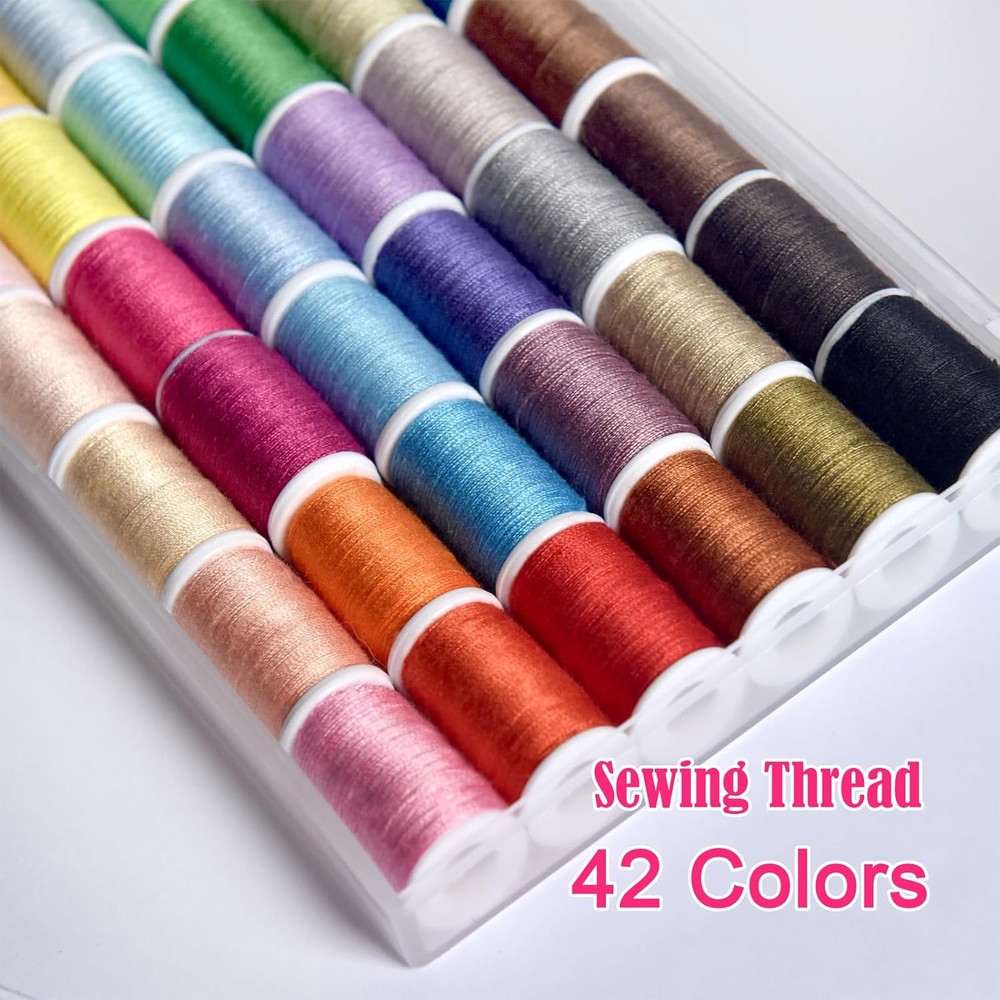 All Purpose Sewing Thread Set - 42 Assorted Rainbow Color Series, Convenient Thr