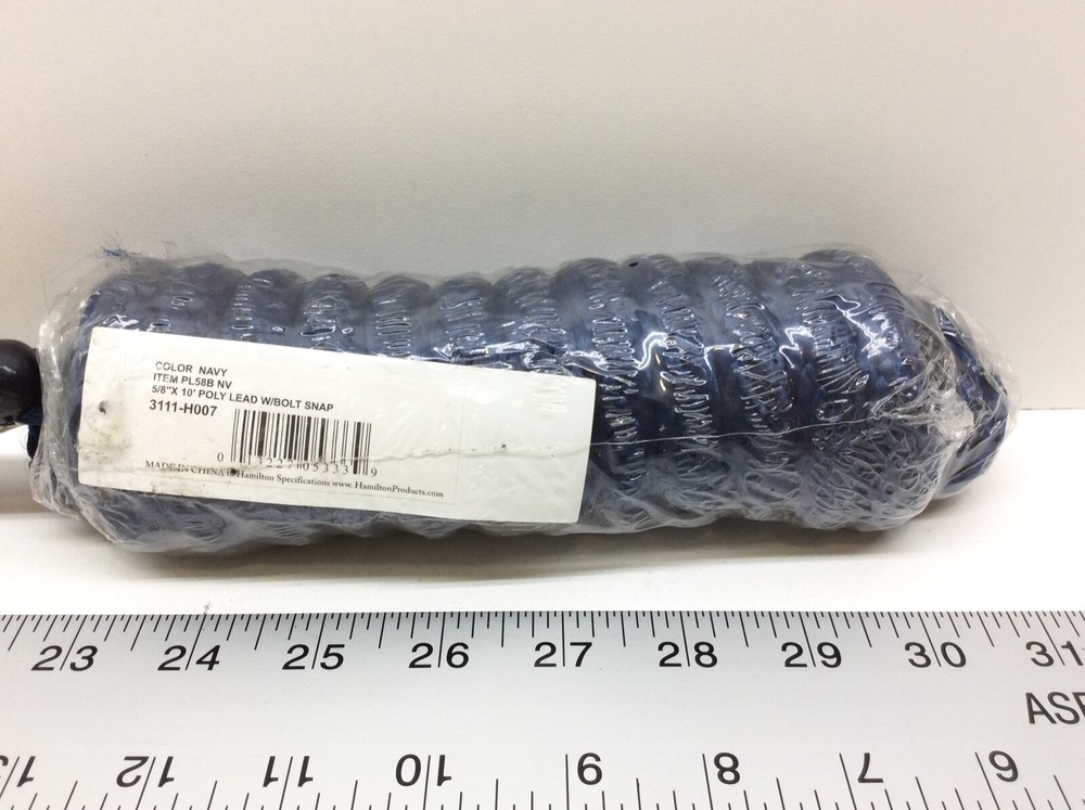 Hamilton Poly Lead with Bolt Snap Navy Blue 5/8" x 10'