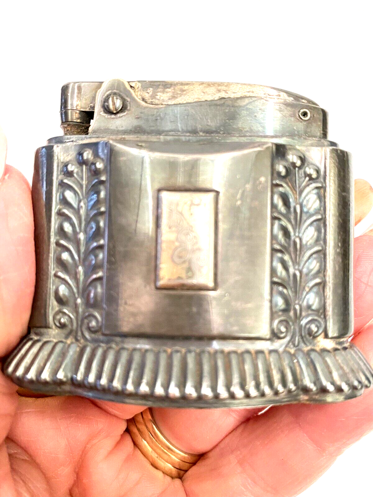 VINTAGE ART DECO RONSON DIANA SILVERPLATED TABLE LIGHTER