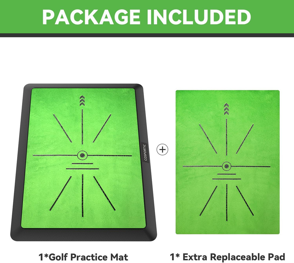 COSPORTIC Golf Hitting Mat, Golf Training Mat for Swing Path Feedback Detection