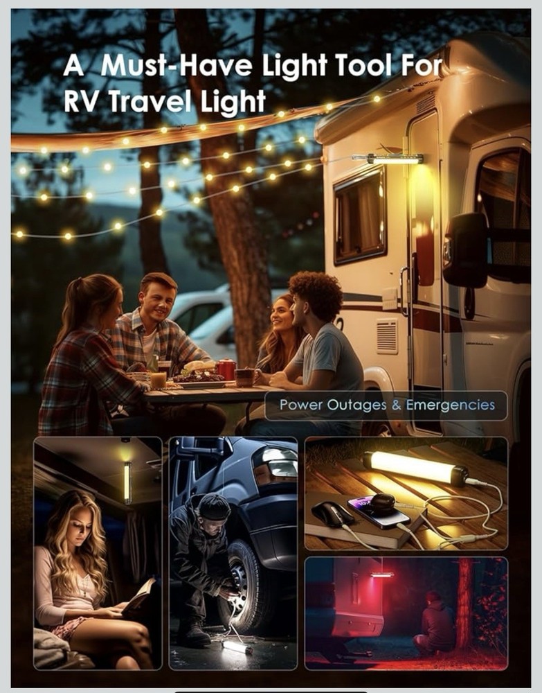 Portable 10050mAh Camping Lantern with 33ft RGB Candy String Lights