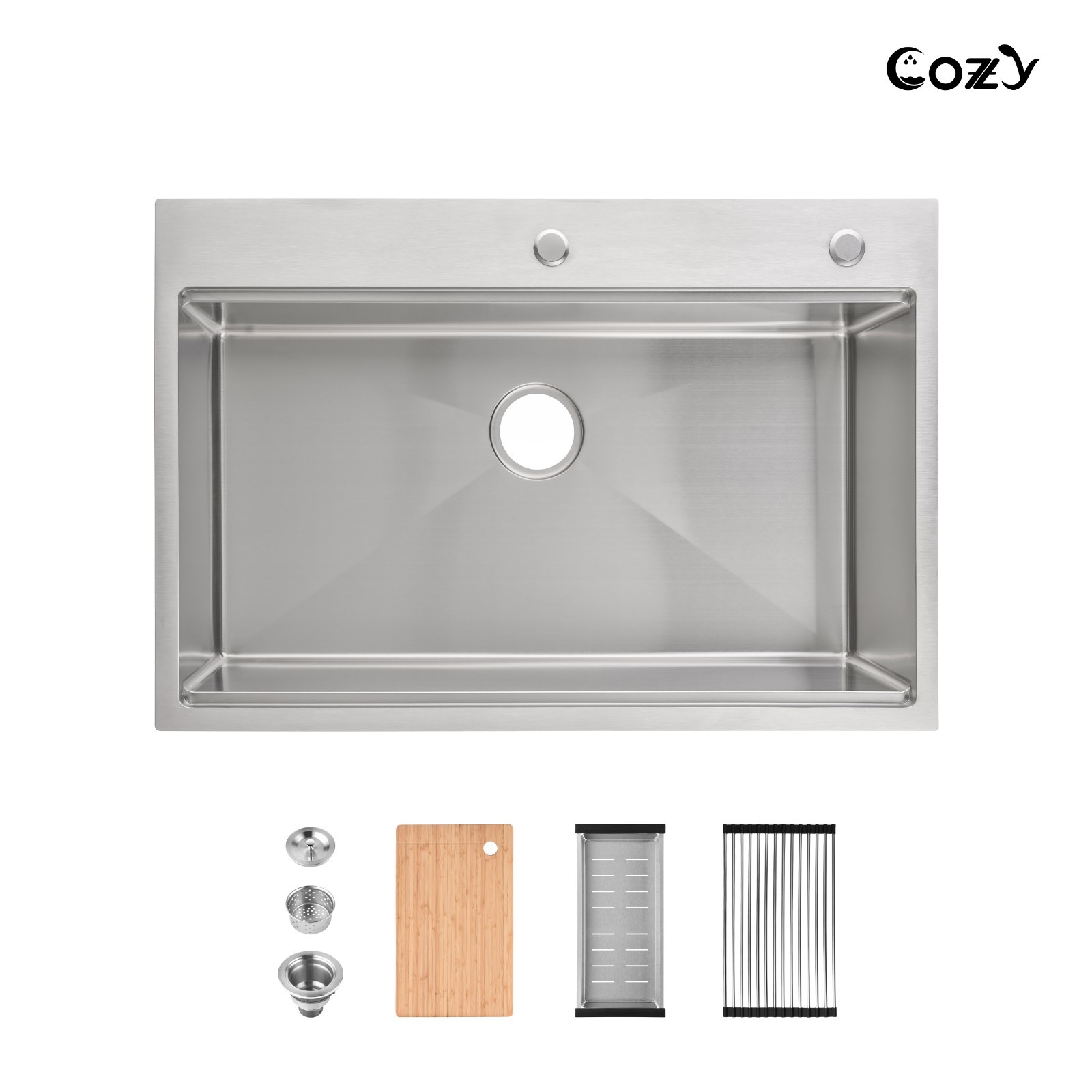 Cozy n Bath 33x22 inch overmount kitchen sink with accessors and drain