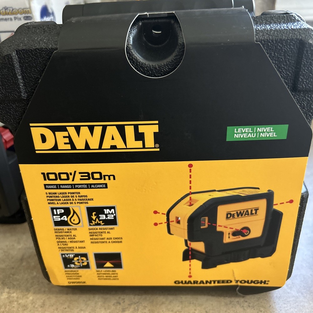 DEWALT (DW085K) Self-Leveling Laser Pointer, 5-Beam, Red