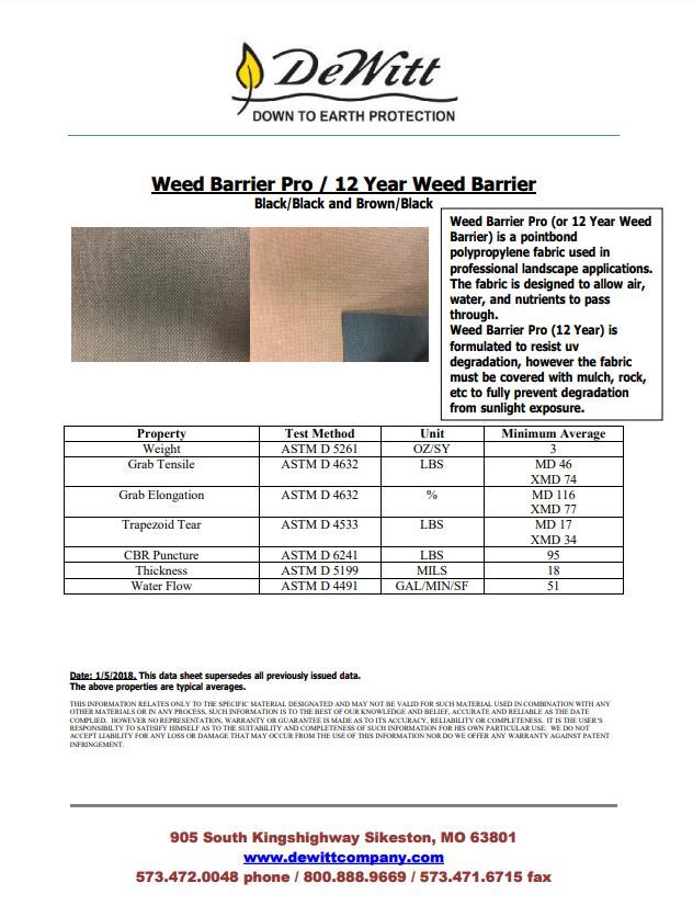 DeWitt Weed Barrier 12 Year Pro Brown 8FT X 300FT 3 OUNCE