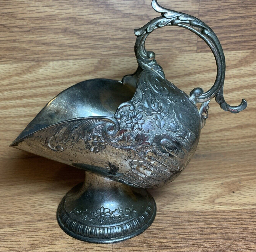 VINTAGE SILVER PLATED ORNATE SUGAR BOWL CANDY DISH SCUTTLE