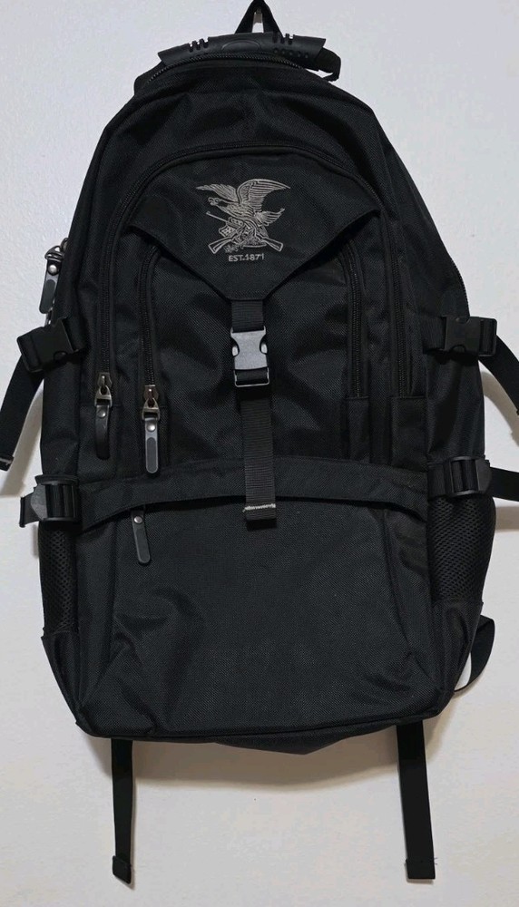 Tactical Military Hiking Backpack Bug Out Bag Black Padded Slip Multi Use Range